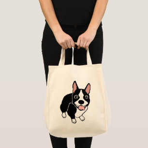 Bolso De Tela Tote feliz del ultramarinos de Boston Terrier