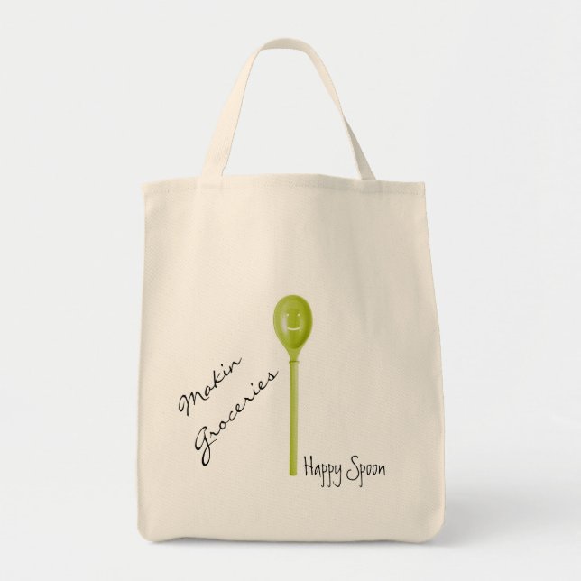 Bolso De Tela Tote feliz del ultramarinos de la cuchara (Frente)