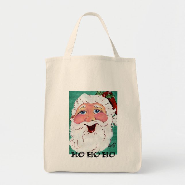 Bolso De Tela Tote feliz del ultramarinos de Santa (Frente)