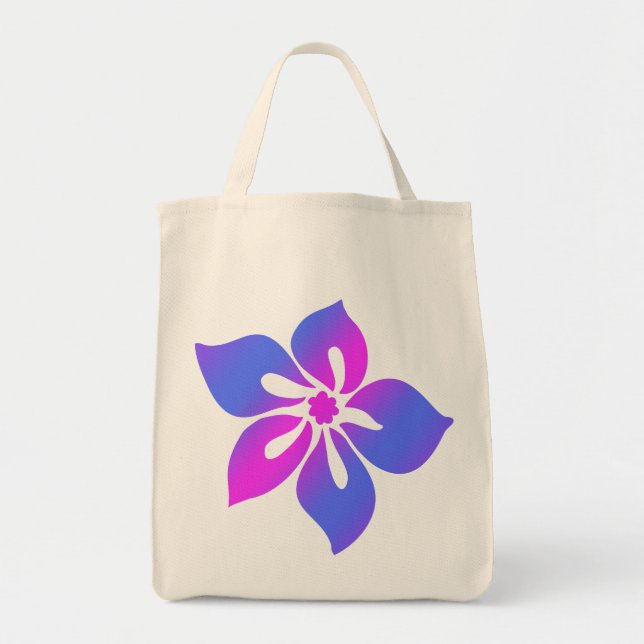Bolso De Tela Tote feliz del ultramarinos del hibisco (Frente)