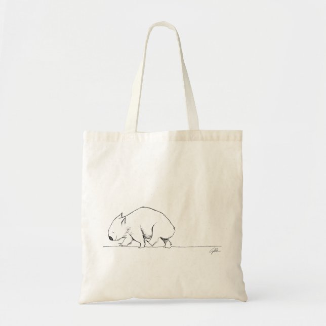 Bolso De Tela Tote Feliz Walking Wombat (Frente)