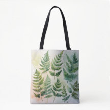 Tote Fern de acuarela botánica