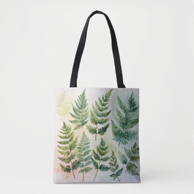 Bolso De Tela Tote Fern de acuarela botánica (Anverso)