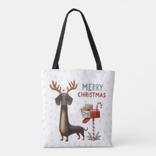 Bolso De Tela Tote festivo de Dachshund