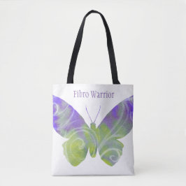Bolso De Tela Tote fibro de la mariposa con las manijas negras