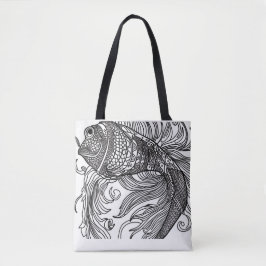 Bolso De Tela Tote Fish Face