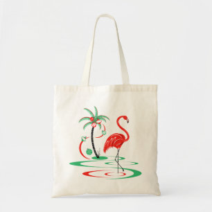 Bolso De Tela Tote Flamingo Navidades Rojos