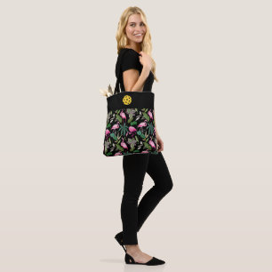 Bolso De Tela Tote Flamingo negro