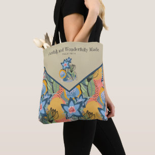 Bolso De Tela Tote Floral Abstracto Moderno Salmo 139:14