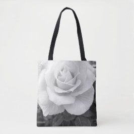 Bolso De Tela Tote floral blanco y negro