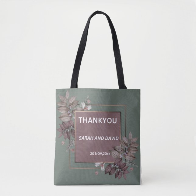 Bolso De Tela Tote floral Boda "Gracias" (Anverso)