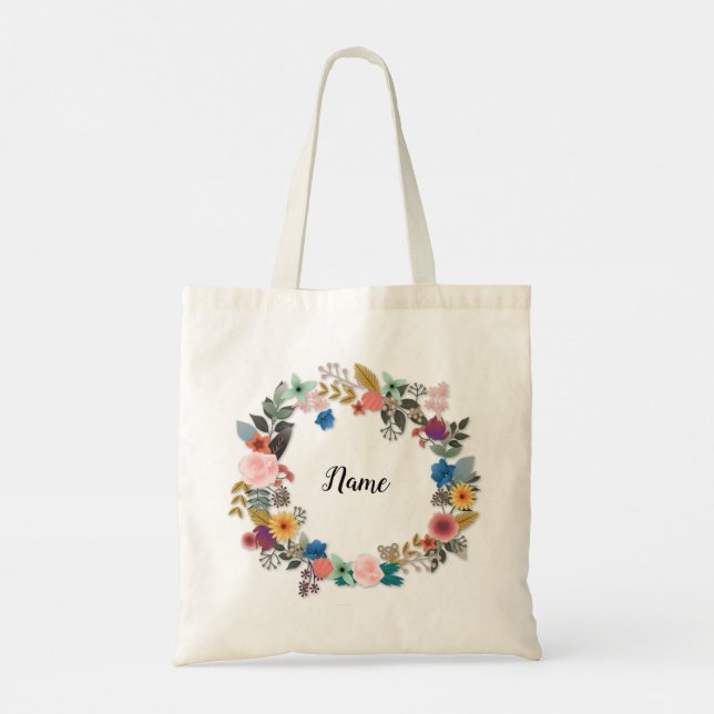 BOLSO DE TELA TOTE FLORAL DE AGUA FLORAL PERSONALIZADO (Reverso)