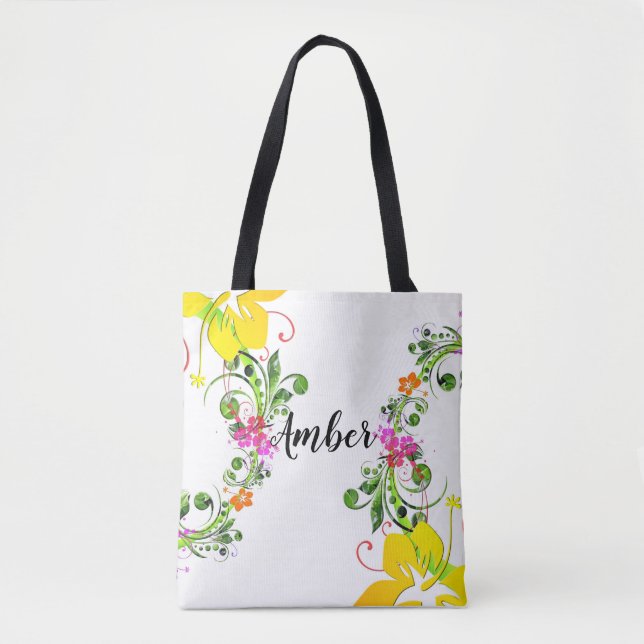 Bolso De Tela Tote floral de Hibiscus (Anverso)