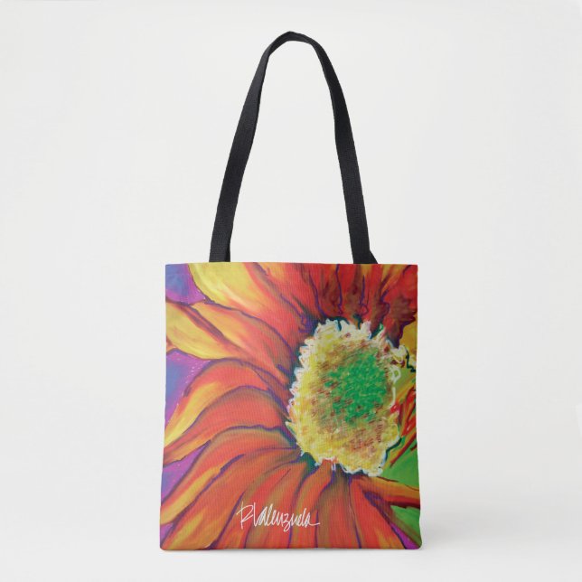 Bolso De Tela Tote floral del girasol brillante (Anverso)