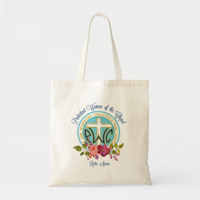 Bolso De Tela Tote floral del logotipo de PWOC (Frente)