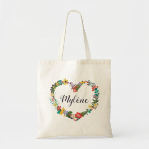 Bolso De Tela Tote floral del nombre de la guirnalda - Stella