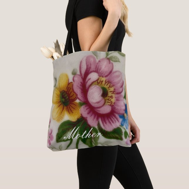 Bolso De Tela Tote floral inspirado en la porcelana (Detalle)