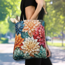 Tote floral Kaleidoscope Dahlia Delight