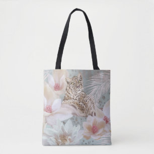 Bolso De Tela Tote Floral Leopard Fashion