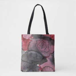 Bolso De Tela Tote floral rojo/del negro
