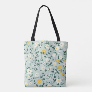 Bolso De Tela Tote floral verde