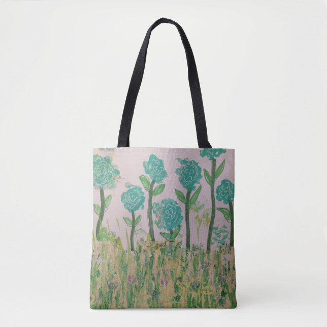 Bolso De Tela Tote floral verde (Anverso)