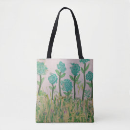 Bolso De Tela Tote floral verde