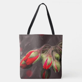 Bolso De Tela Tote Florece Rojo Y Oscuro