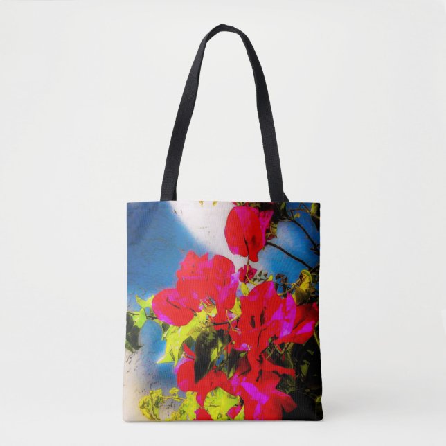 Bolso De Tela Tote Flores Brillantes (Anverso)