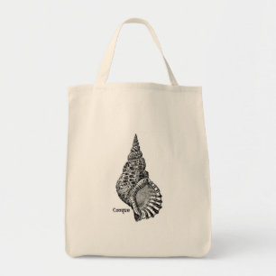 Bolso De Tela Tote francés del ultramarinos de Shell de la