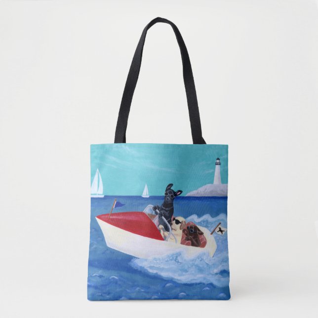 Bolso De Tela Tote fresco de la pintura de Labradors del verano (Anverso)