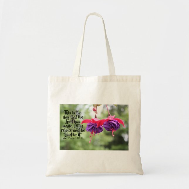 Bolso De Tela Tote Fuchsia Psalm 118:24 (Frente)