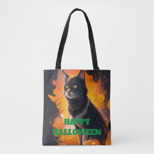 Bolso De Tela Tote Gato Magik Negro