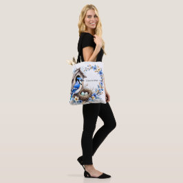 Bolso De Tela Tote Geai bleu sur nichoir – Illustration florale