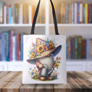 Bolso De Tela Tote Gnome de Springtime Garden