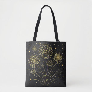 Bolso De Tela Tote Gold Starburst Premium