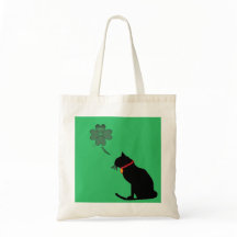 Tote Gráfico De Shamrock Blanco Y Verde De Gato