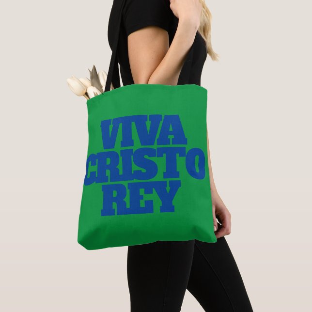 Bolso De Tela Tote gráfico Viva Cristo Rey (Detalle)