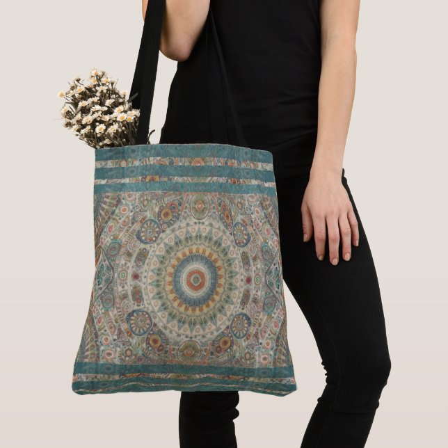 Bolso De Tela Tote grande de Mandala Mosaic (Detalle)