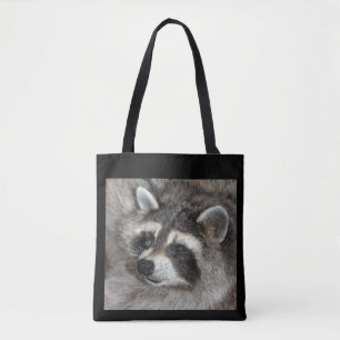 Bolso De Tela Tote grande del mapache. Florece el mapache