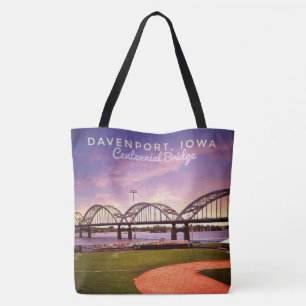 Bolso De Tela Tote grande del puente centenario icónico de Iowa