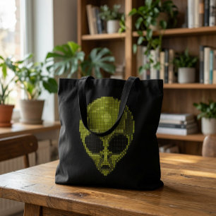 Bolso De Tela Tote Green Alien Head