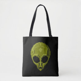 Bolso De Tela Tote Green Alien Head