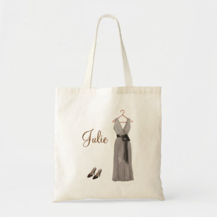 Bolso De Tela Tote gris personalizado de la dama de honor