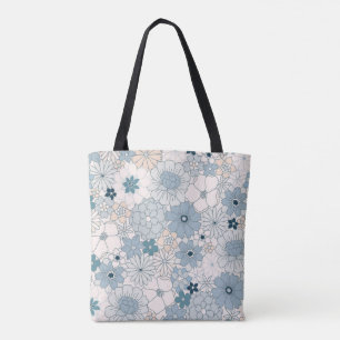 Bolso De Tela Tote Groovy Blue Blossom
