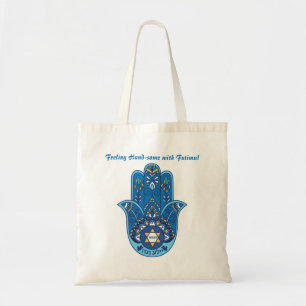 Bolso De Tela Tote Hand-some Hamsa - texto personalizado