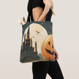 Bolso De Tela Tote Haunted Castle Pumpkin
