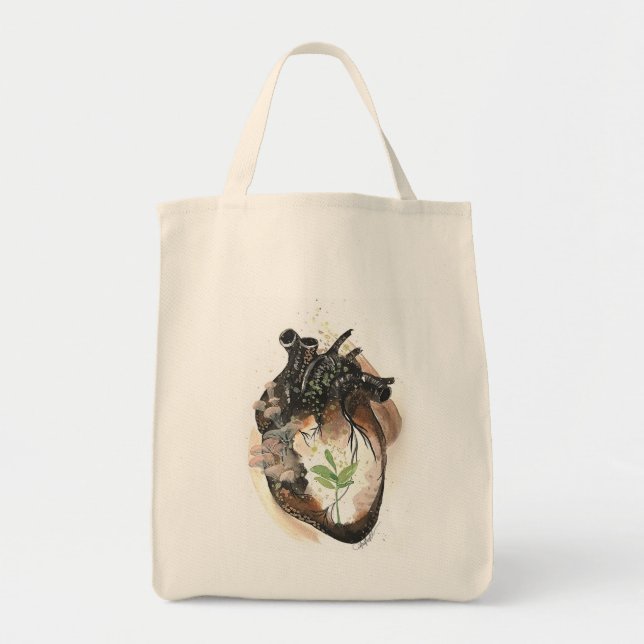 Bolso De Tela Tote Heart Grocery (Frente)
