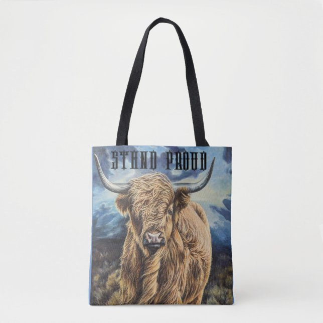 Bolso De Tela Tote Highland Bull (Anverso)