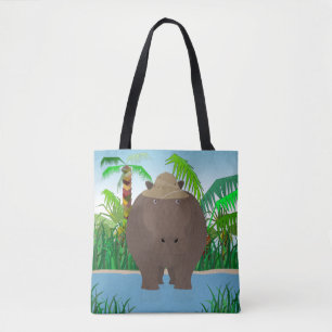 Bolso De Tela Tote Hippo Allover